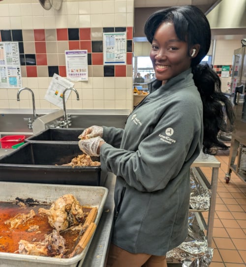 Bianca Crumpton working in the kitchen