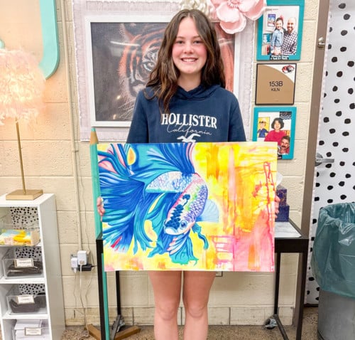 grace with her artwork