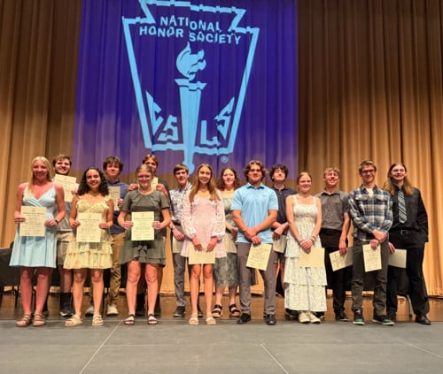 National Honor Society Inductees on stage being recognized