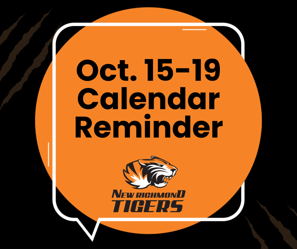October 15-19 Calendar Reminder with Tiger Logo