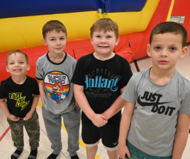students by bouncy houses