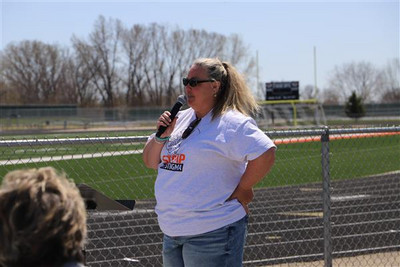 woman talking with microphone