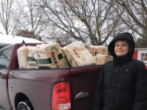 student loading truck
