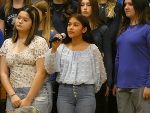student singing