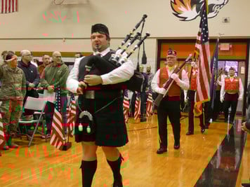 Kieran playing the bagpipes